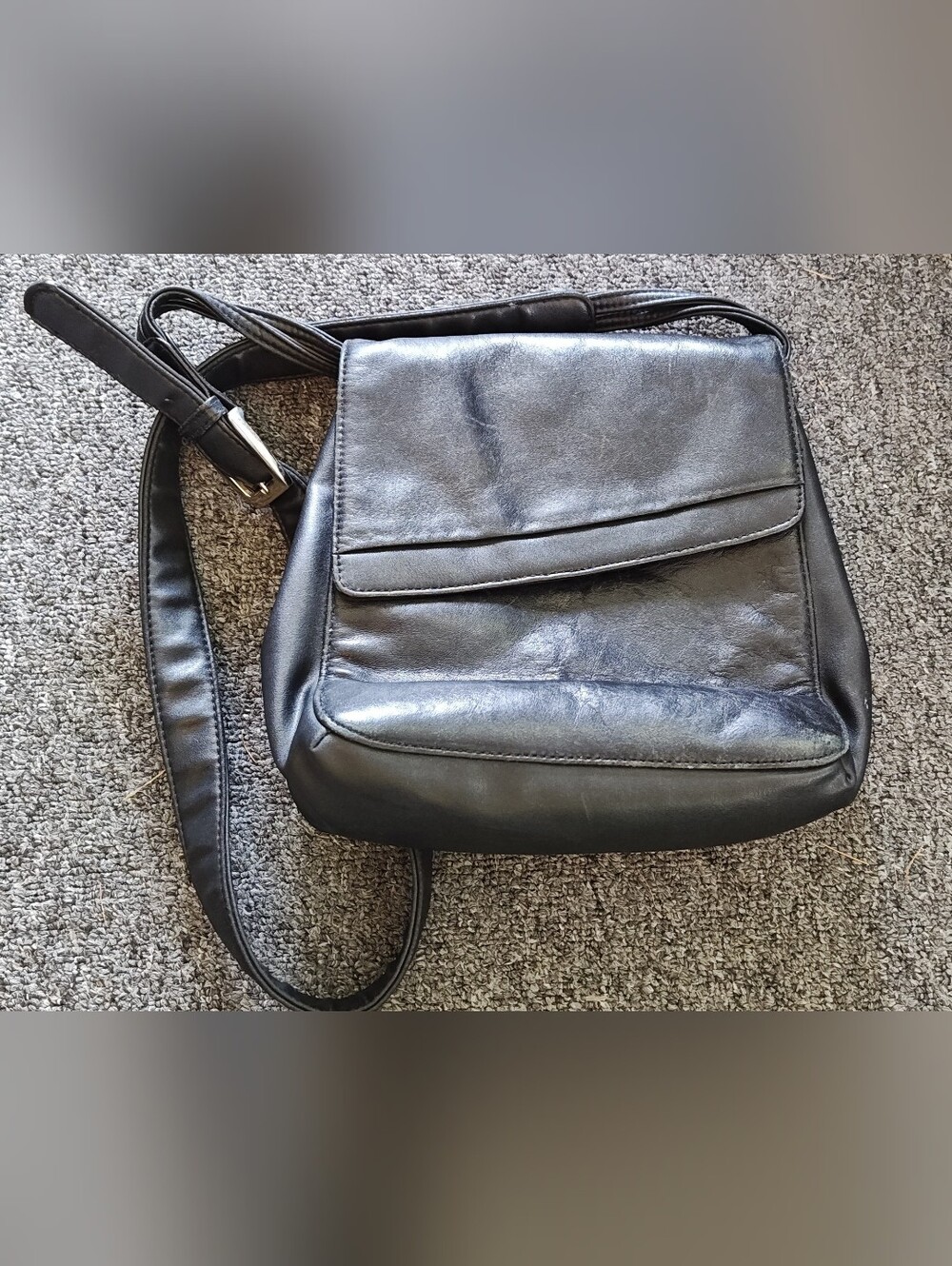 Aurielle Classic Black Leather Crossbody Shoulder Bag